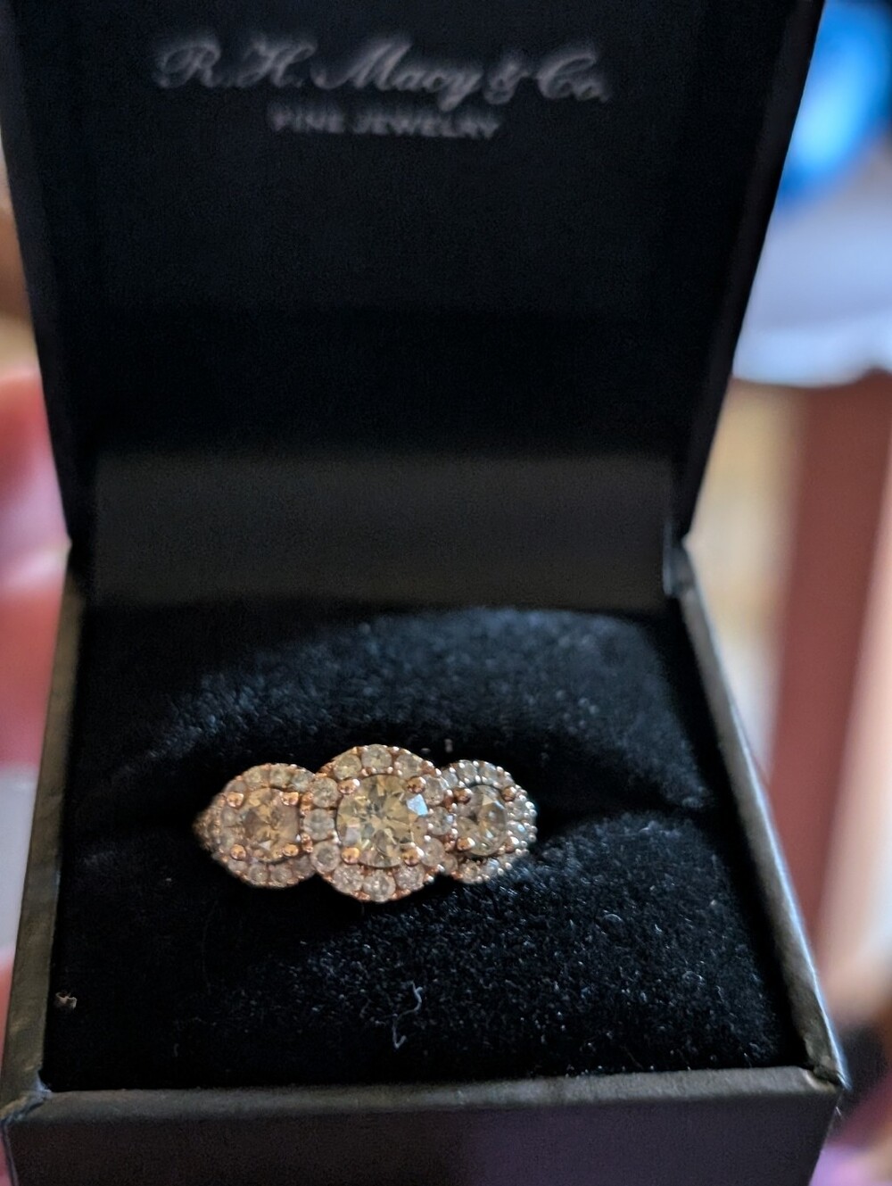 R. H. Macy & Co. Fine Jewelry Gold Three-Cluster Diamond Ring